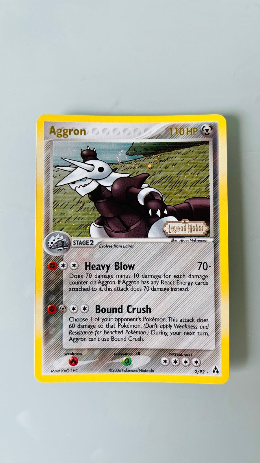 Pokémon: Aggron Kaart [Legend Maker], Ophalen of Verzenden, Zo goed als nieuw, Losse kaart, Foil