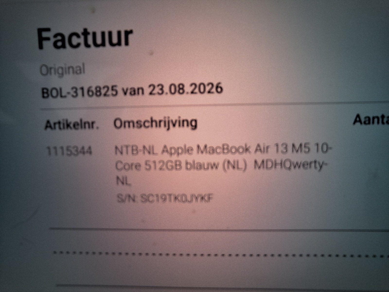 Foto 21 van macbook air 13 m5 blauw 16 512 bon aug 2026 gar aug 2028 3cy