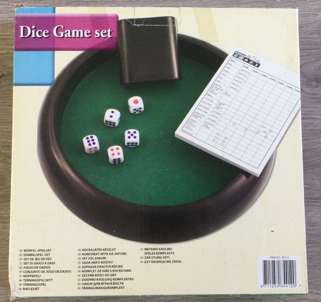 Dice Game Set - Dobbelspel met 5 dobbelstenen, Hobby en Vrije tijd, Gebruikt, Ophalen of Verzenden, Lifetime Games, Een of twee spelers