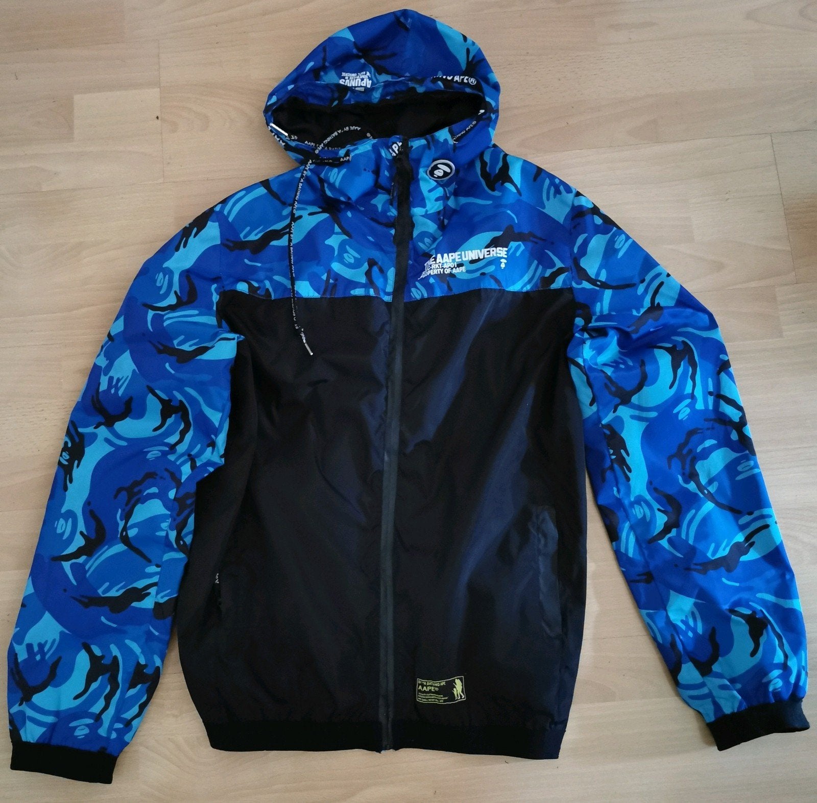 AAPE BAPE Ape Zomer Windjas Zwart Blauw Camouflage camo (L), Ophalen of Verzenden, Maat 52/54 (L), Blauw, Aape bape