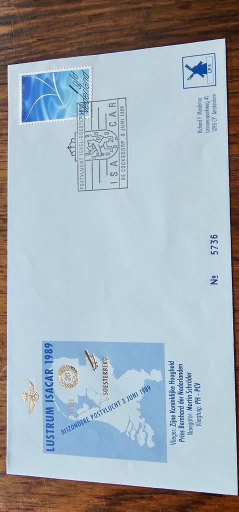 Envelop Bijzondere Postvlucht 3 juni 1989, Verzenden, Envelop