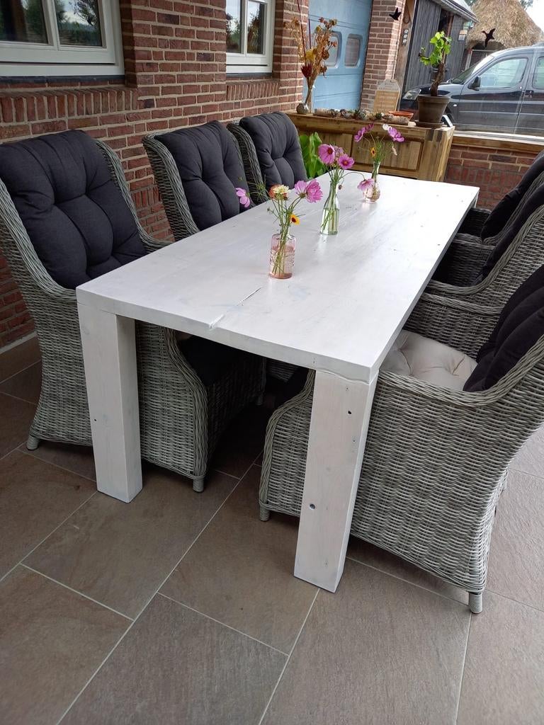 Witte houten tuintafel, Tuin en Terras, Ophalen
