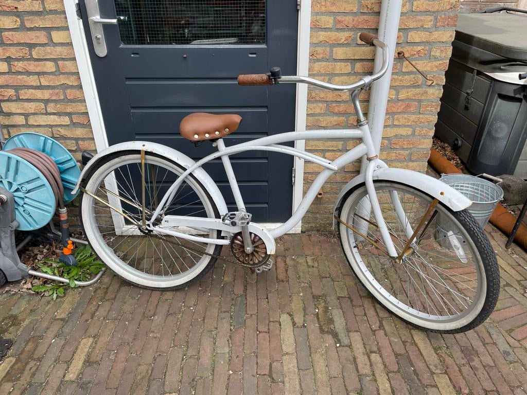 Witte lowrider fiets, Fietsen en Brommers, Lowrider, Gebruikt, Staal, Ophalen of Verzenden