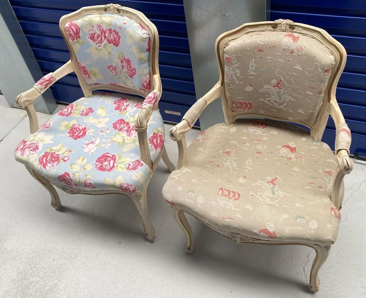 Set van 2 Antieke Fauteuils, Barok, Ophalen