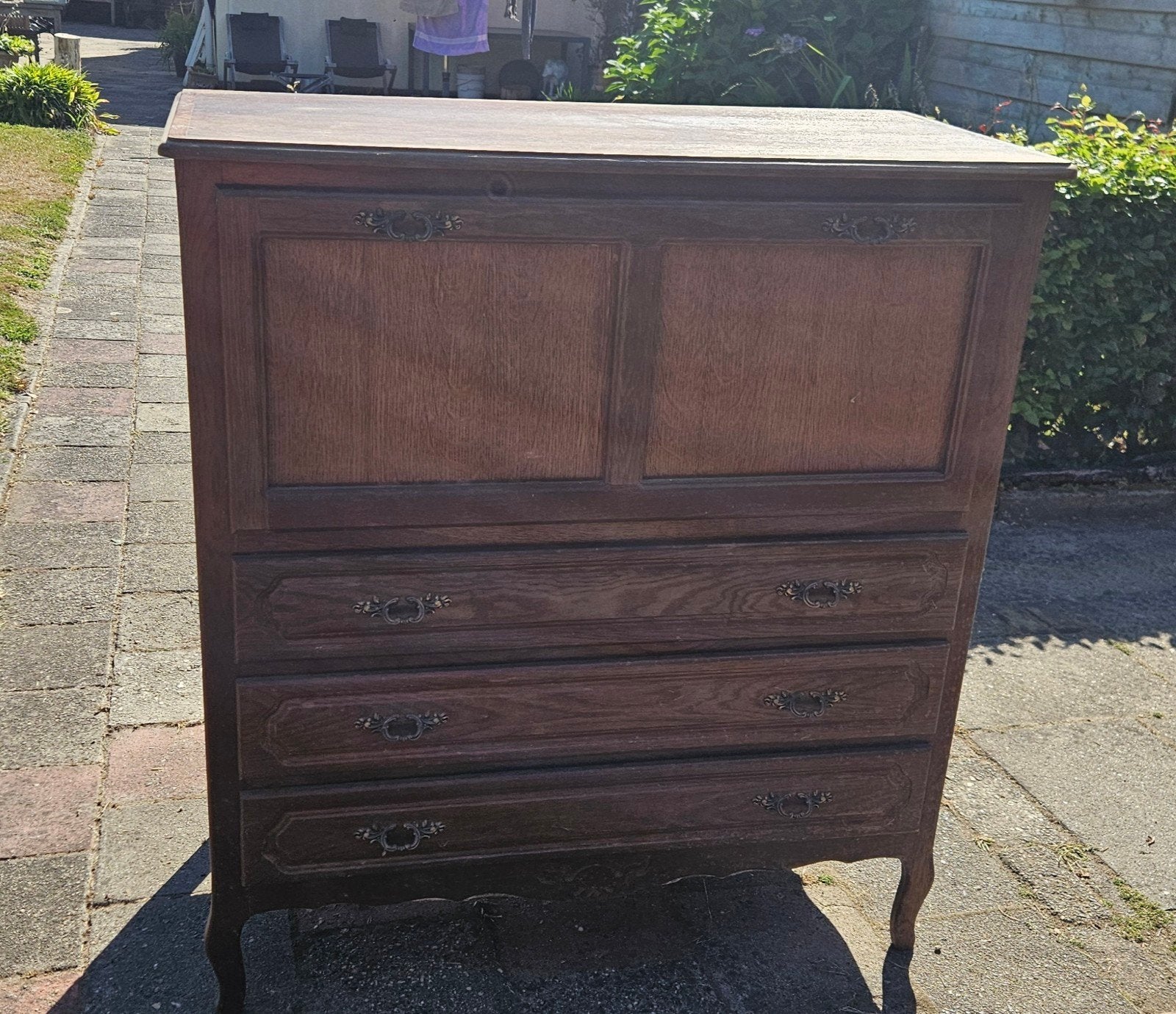Antieke houten secretaire met lades, Antiek en Kunst, Antiek | Meubels | Kasten, Ophalen