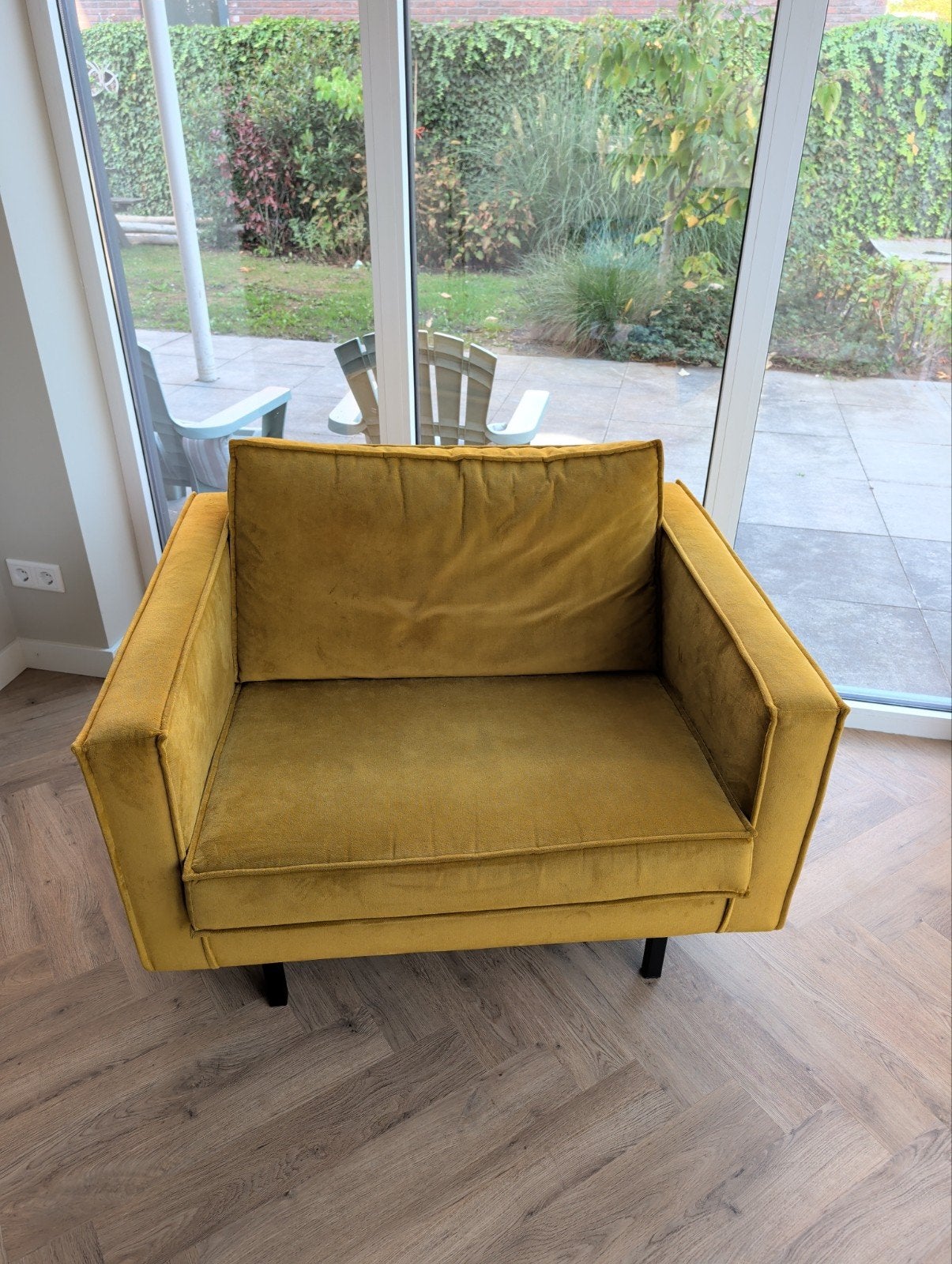 Woood Rodeo fauteuil oker Mooie stoel met eventueel bi, Huis en Inrichting, Stoelen, Ophalen, Gebruikt, Overige kleuren, Eén