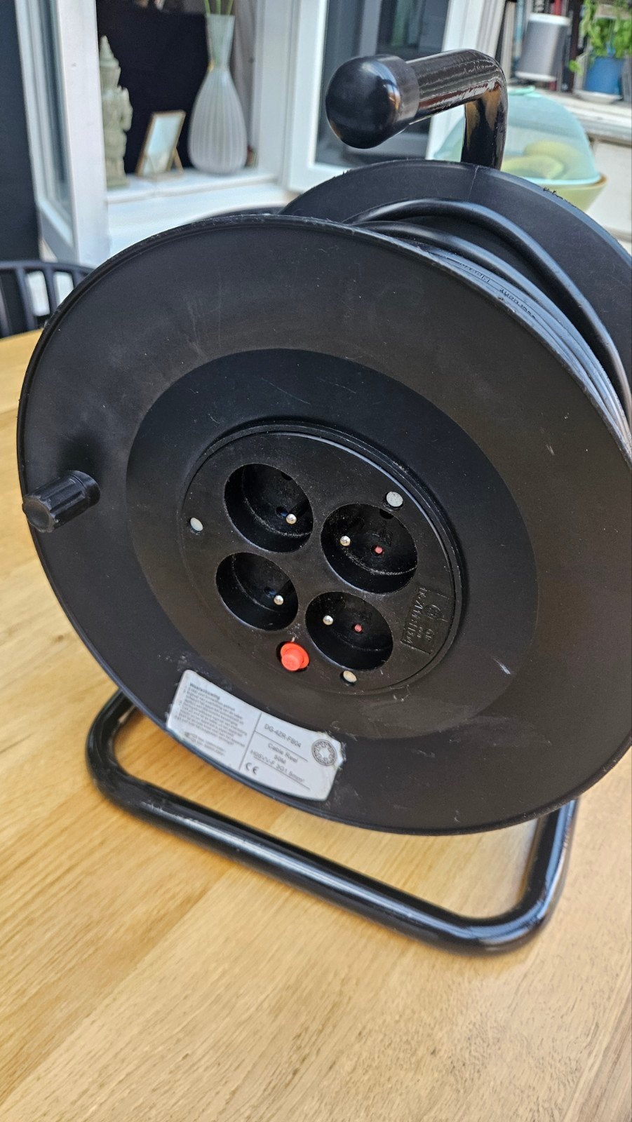 Kabelhaspel 50m H05VV-F 3G1.5mm² met 4 stopcontacten, Ophalen of Verzenden, Gebruikt, Kabelhaspel
