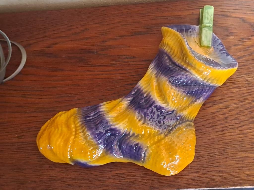 Keramieken spaarpot W. GOEBEL in de vorm van een sok, Verzamelen, Spaarpotten, Ophalen of Verzenden, Steen, Aardewerk of Keramiek