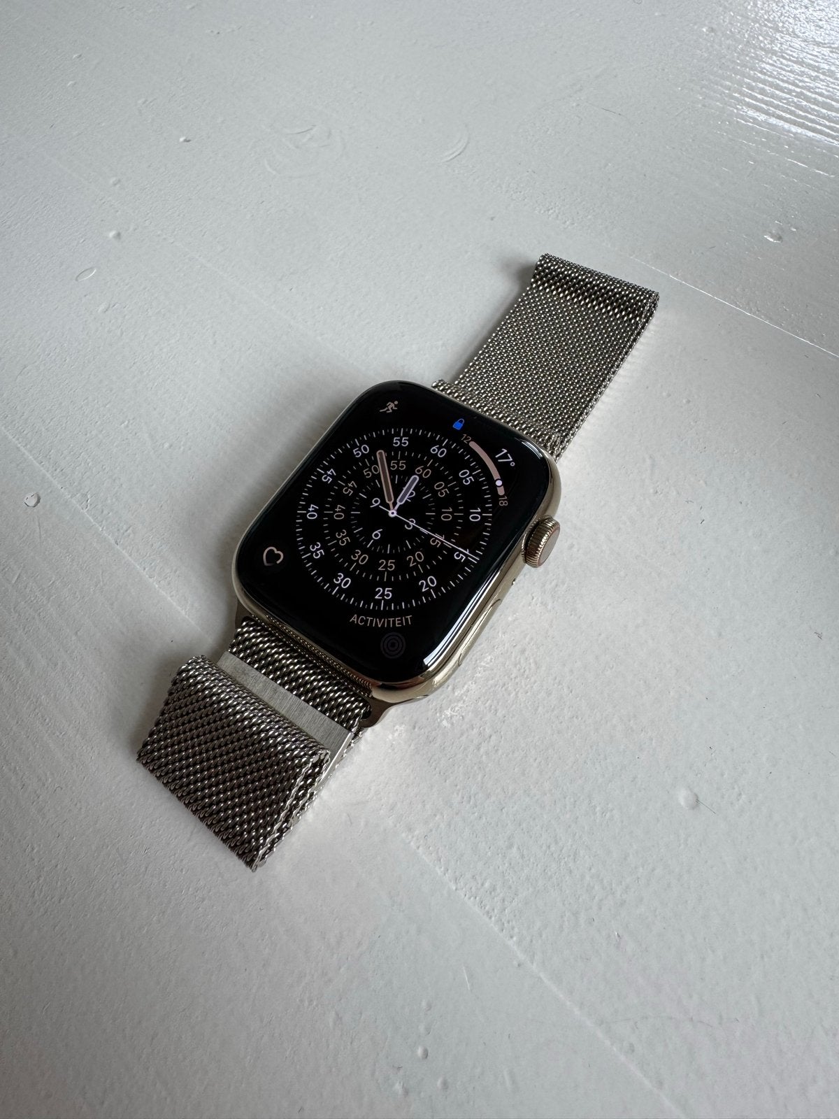 Apple Watch Series 8 rvs GPS + Cellular 45mm Goud, Hartslag, IOS, Ophalen of Verzenden, Zo goed als nieuw