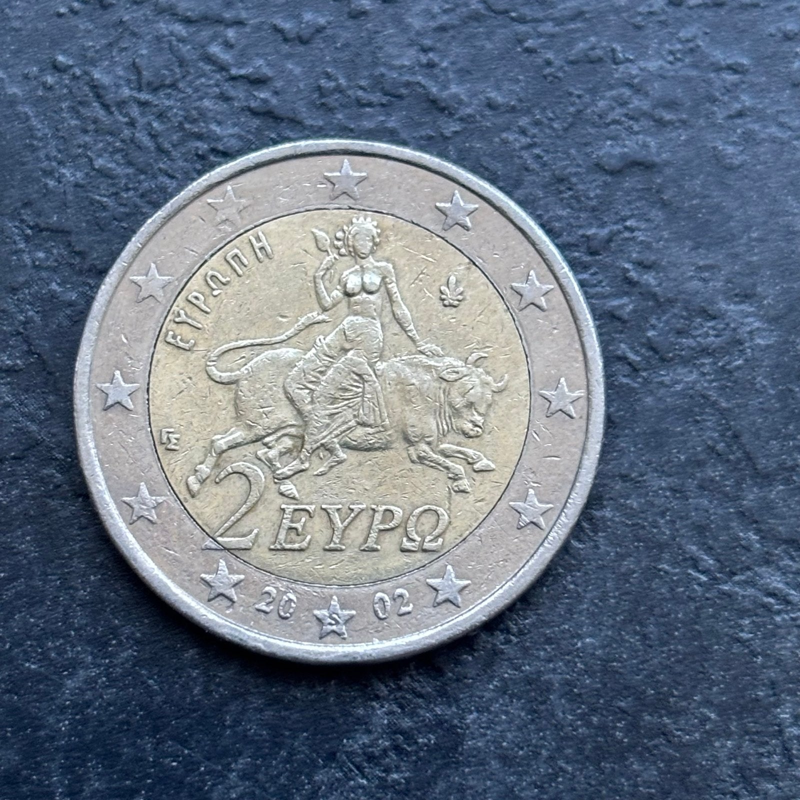 Zeldzame Griekse 2 Euro munt 2002 - Europa en Zeus, Postzegels en Munten, Munten | Europa | Euromunten, Verzenden, Griekenland