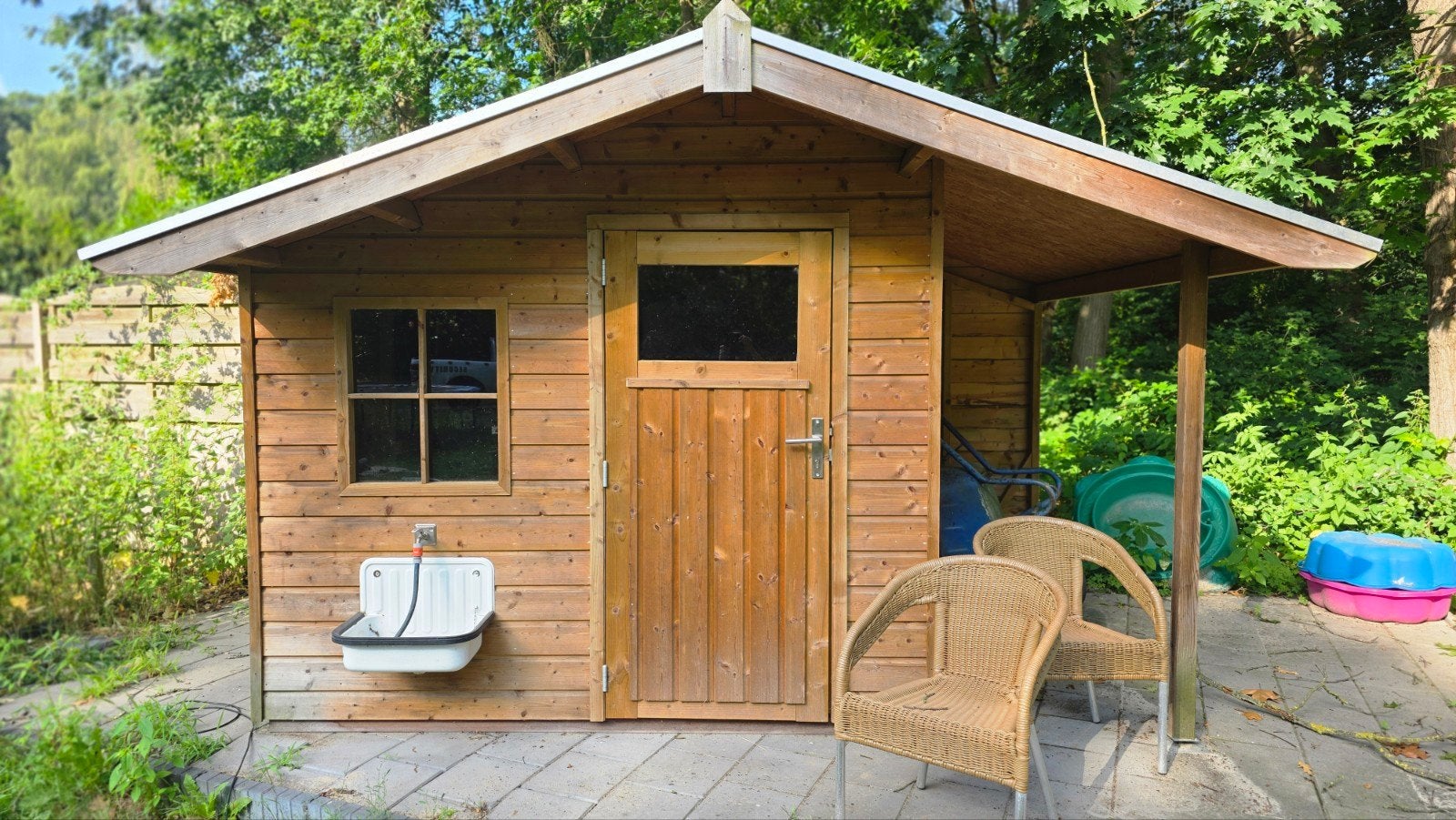 Houten Tuinhuisje met Overkapping , tuinhuis, Ophalen, Gebruikt, Hout, Overige typen