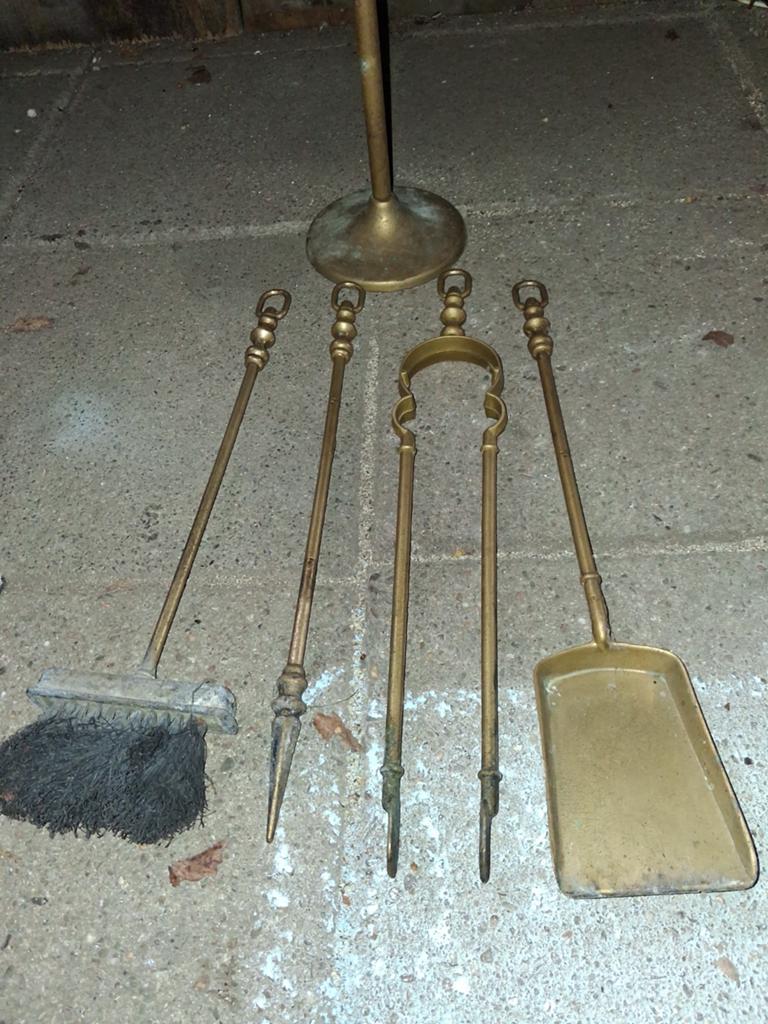 Retro Openhaard Stel - Messing Haardgereedschap Set, Ophalen of Verzenden, Gebruikt, Vrijstaande haard, Overige soorten