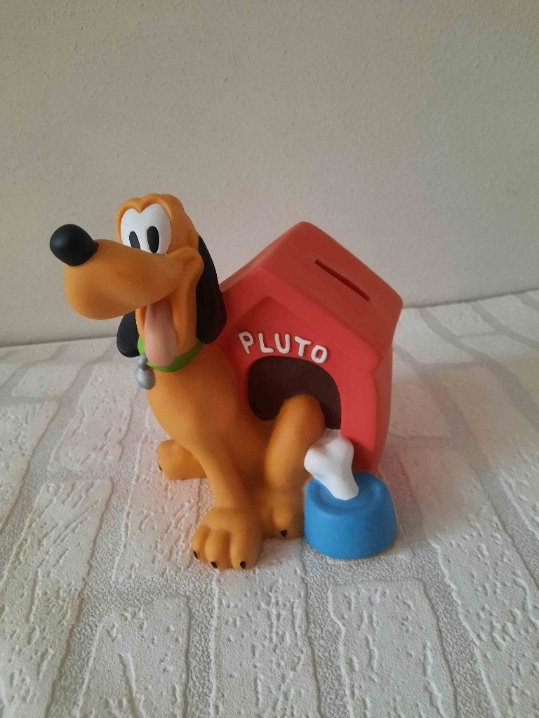 Disney Pluto met hondenhok spaarpot incl dop, Ophalen of Verzenden, Mickey Mouse, Zo goed als nieuw, Beeldje of Figuurtje
