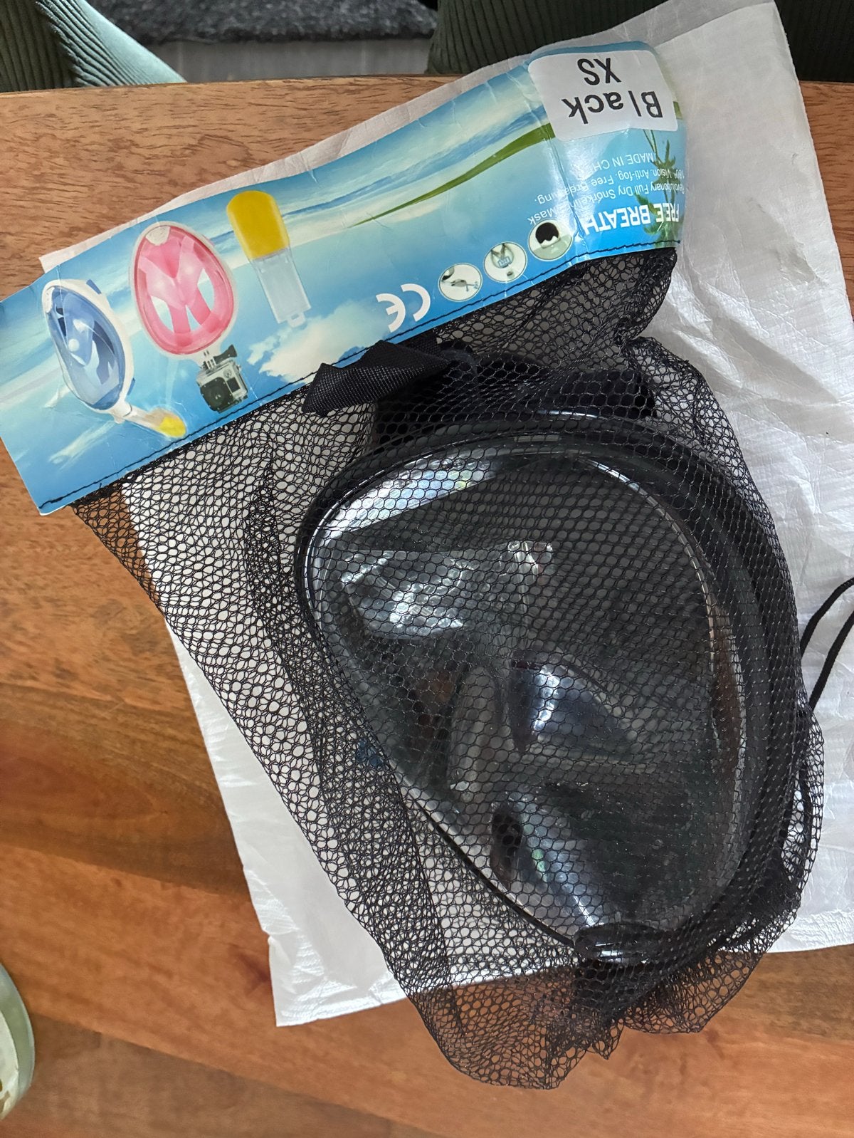 Snorkelmasker Free Breath Full Face - Zwart XS, Watersport en Boten, Duiken, Ophalen of Verzenden, Gebruikt, Duikbril of Snorkel