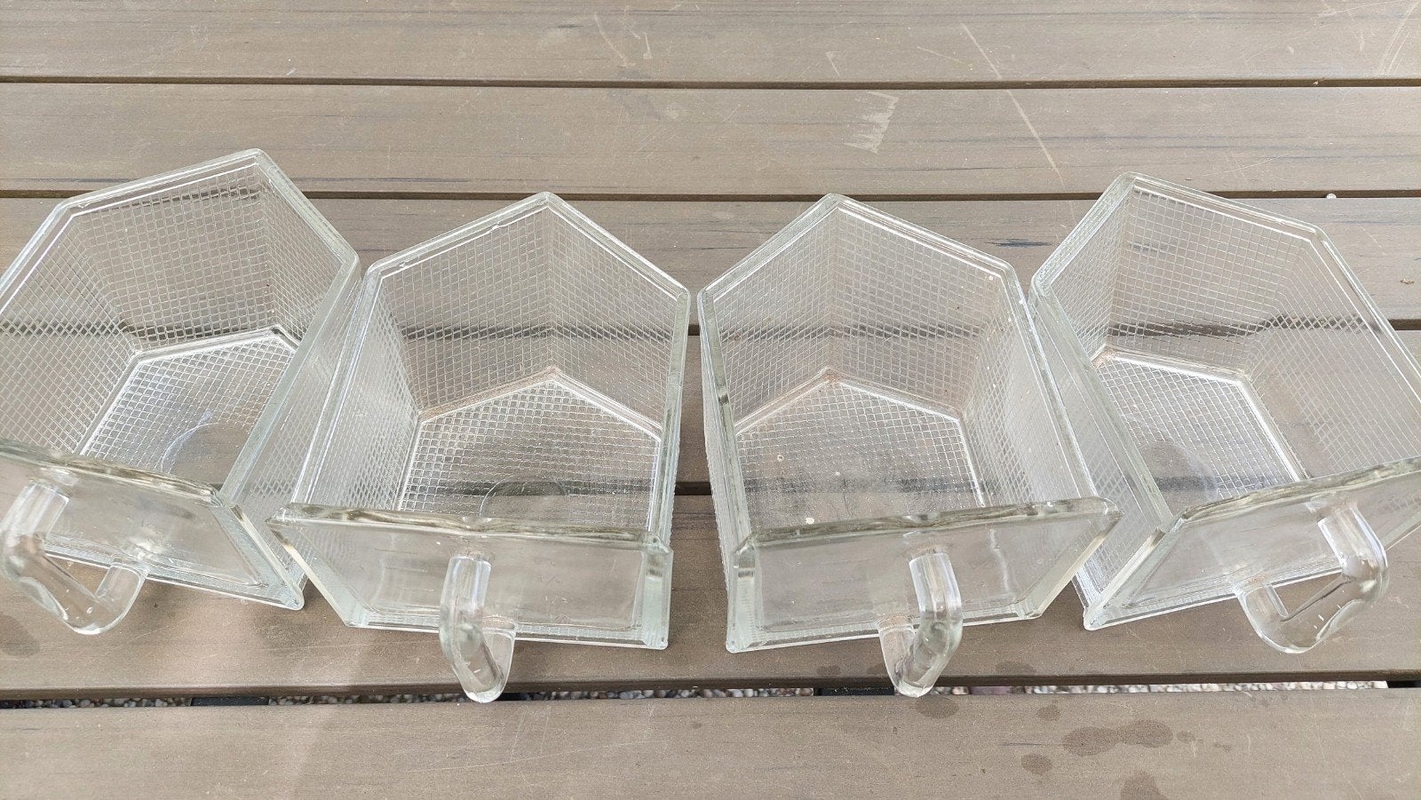 4x vintage glazen gruttersbak, Antiek en Kunst, Ophalen
