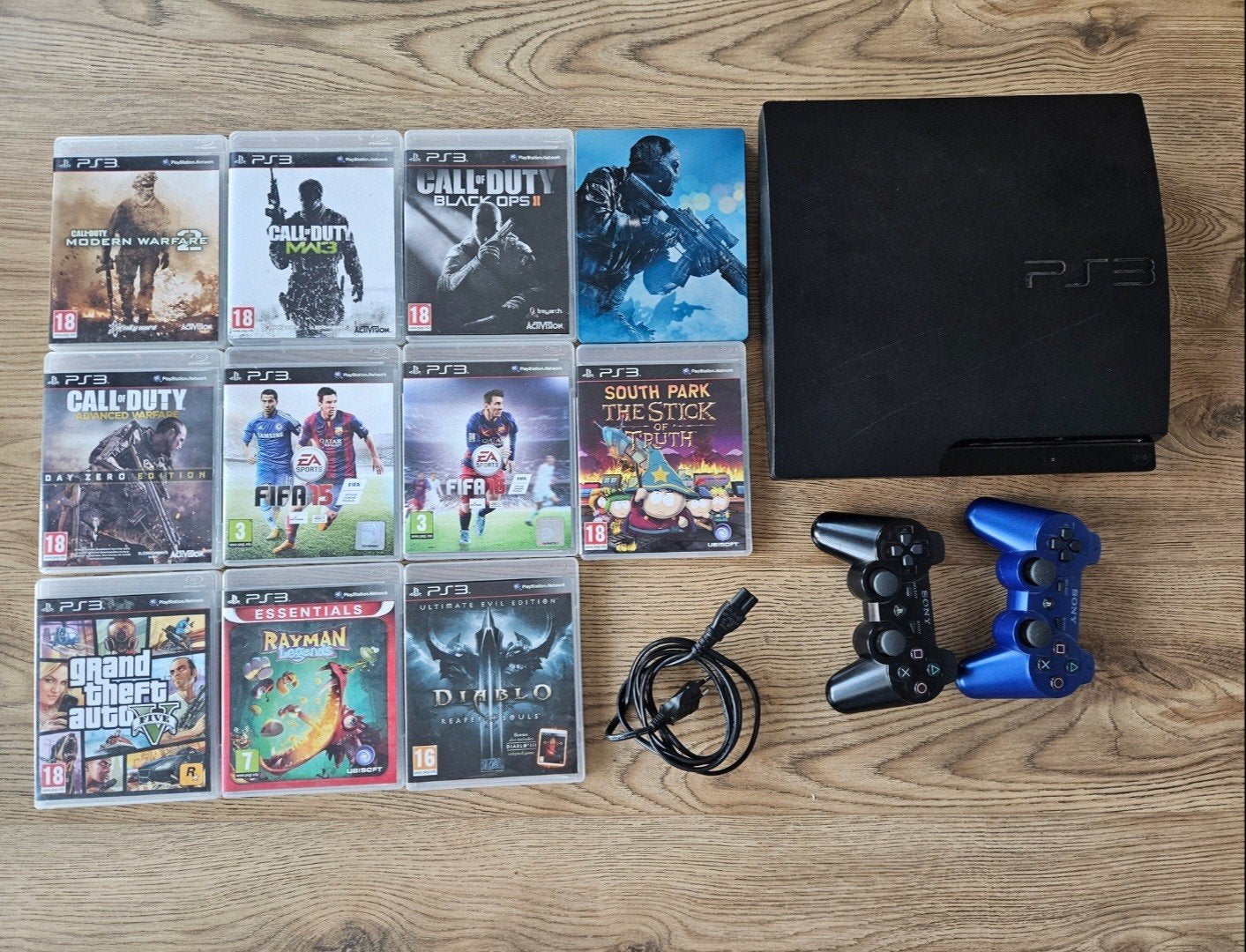 Playstation 3 Slim 160GB + 2 Controllers + 11 Spellen | PS3, Ophalen, Met games, Met 2 controllers, Zo goed als nieuw