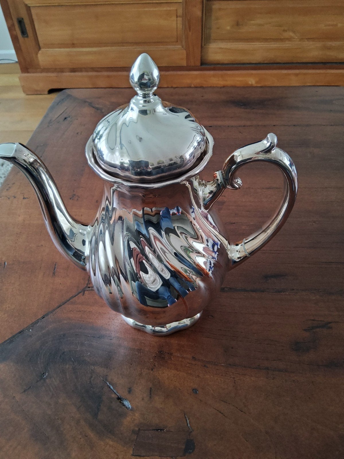 Verzilverde porceleinen koffiepot., Ophalen of Verzenden, Zilver