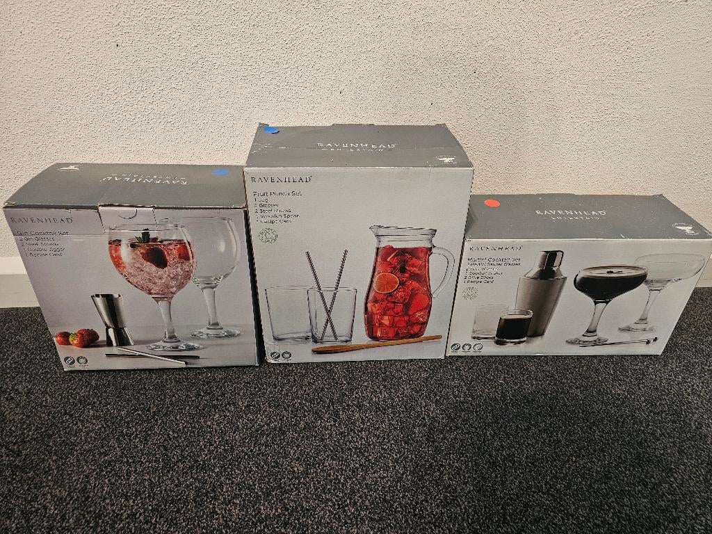 Ravenhead Cocktail Sets (Gin, Martini, Fruit Punch) 3 Sets!, Ophalen of Verzenden, Nieuw, Overige typen