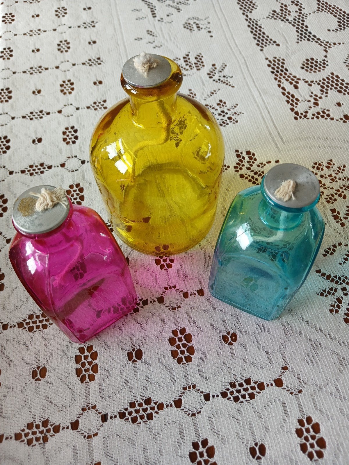 Set van 3 gekleurde olielampen met lonten, Ophalen of Verzenden, Nieuw