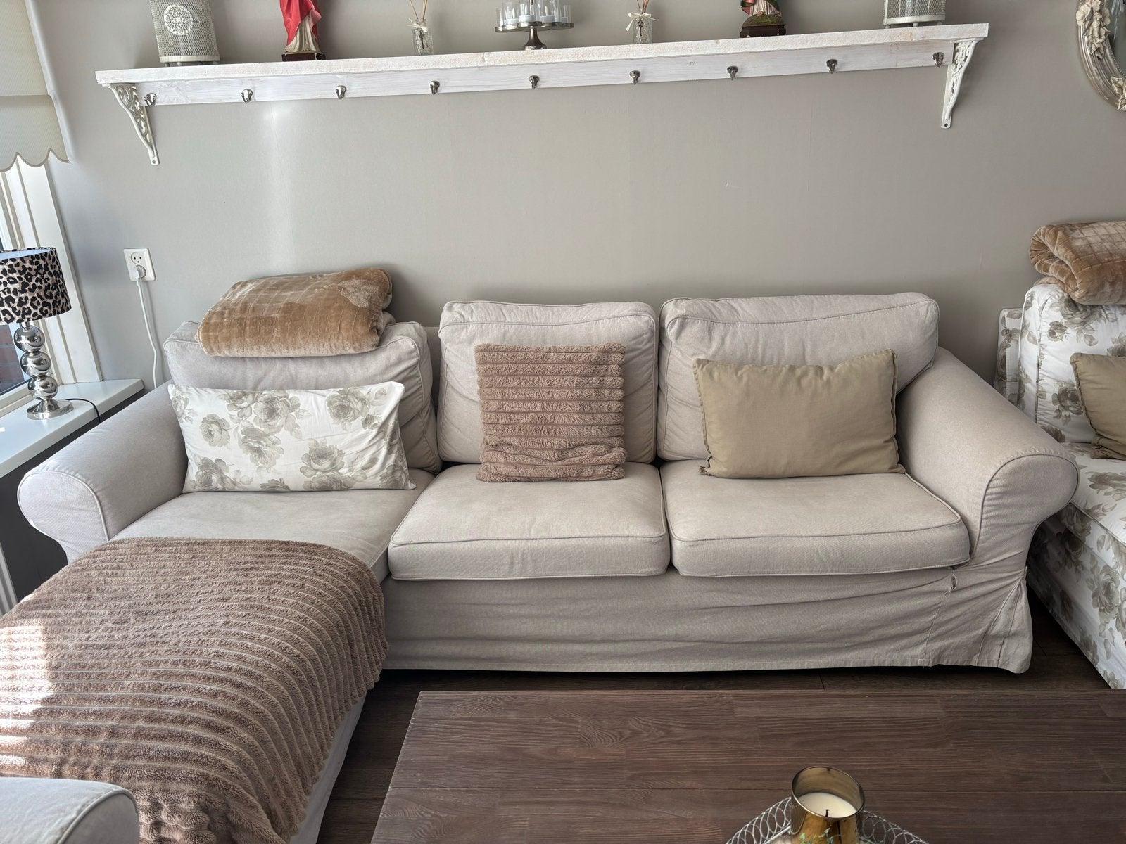 Ektorp loungebank met chaise longue, Ophalen, 250 tot 300 cm, Gebruikt, 125 tot 150 cm