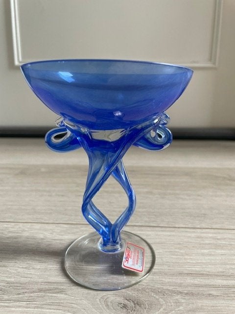 Blauw Kristallen Glas, Ophalen of Verzenden