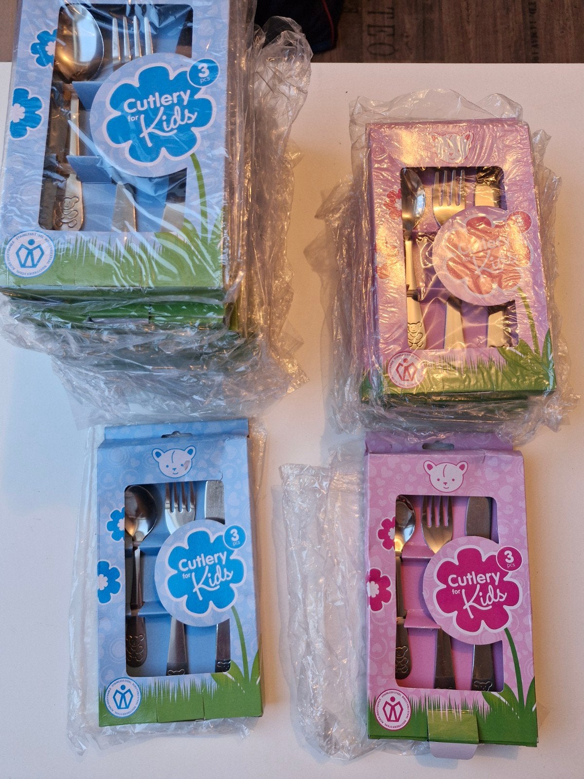 15x Nieuw Kinderbestek Set - 3-delig (Blauw/Roze), Kinderbestek, Bestekset, Nieuw, Ophalen of Verzenden