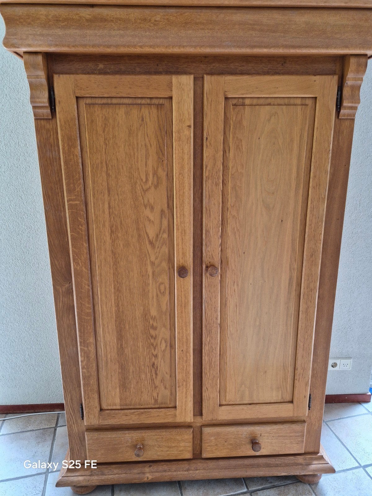 Handgemaakte massief eiken kast met lades en planken, Huis en Inrichting, Ophalen, Gebruikt, 100 tot 150 cm, Eikenhout