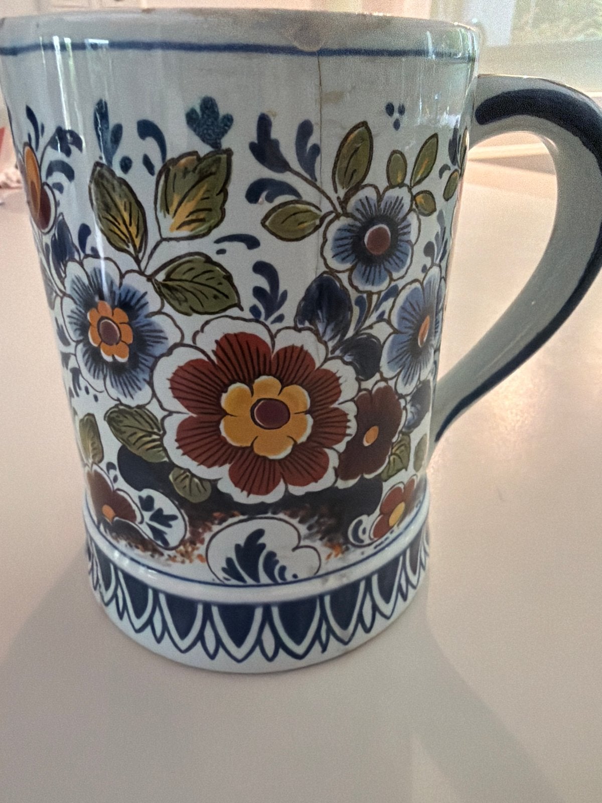 Vintage Delfts aardewerk kan met bloemmotief, Antiek en Kunst, Ophalen