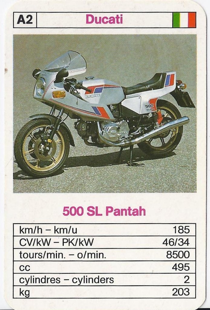 Kw2633 motorkaartje a2 ducati 500 sl pantah, Ophalen of Verzenden, Zo goed als nieuw, Motoren