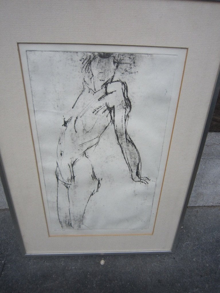 Ets van  Naakte Dame,Door Herma van Wijk 1945  (KATJA), Ophalen, Ets