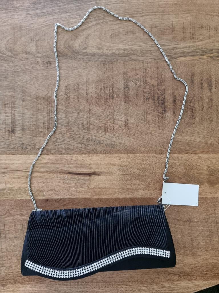 Zwarte clutch met diamantrand (NIEUW), Ophalen of Verzenden, Nieuw