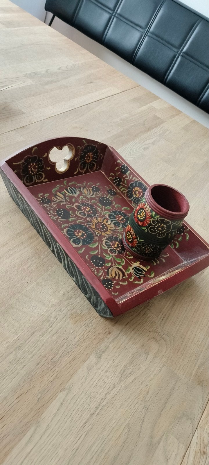 Hindeloopen Dienblad met Lepelvaasje - Handwerk, Ophalen of Verzenden