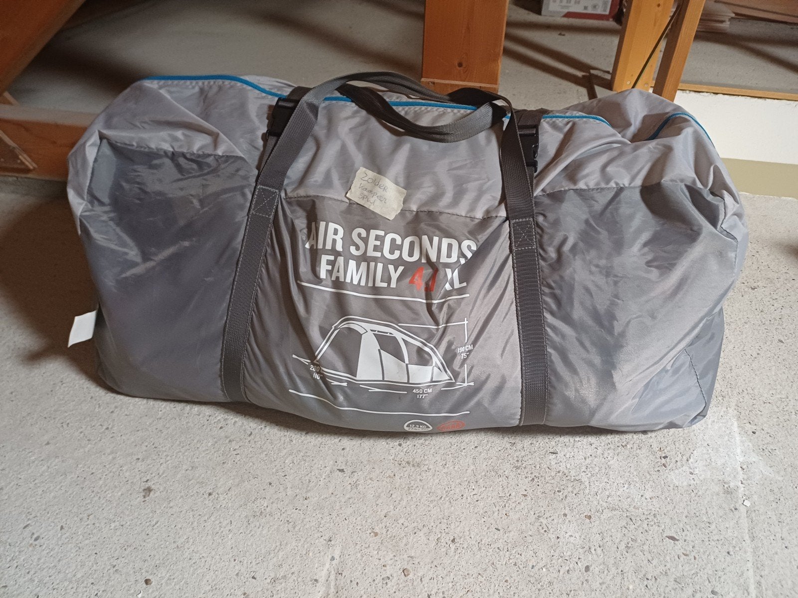Quechua air seconds family 4.1 XL tent opblaasbaar, Caravans en Kamperen, Ophalen, Zo goed als nieuw, Tot en met 4