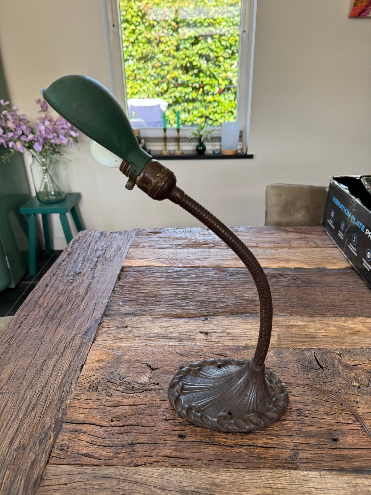 Antieke/vintage Muncie Ind. bureaulamp met flexibele arm, Ophalen of Verzenden