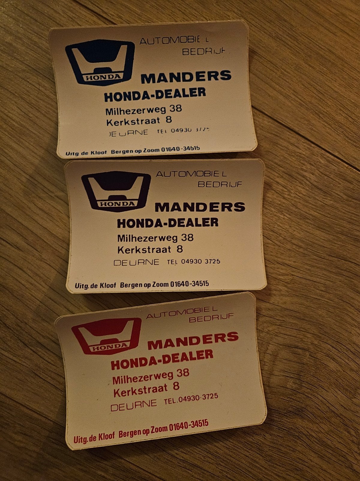 Honda Manders Dealer Deurne stickers, Ophalen of Verzenden