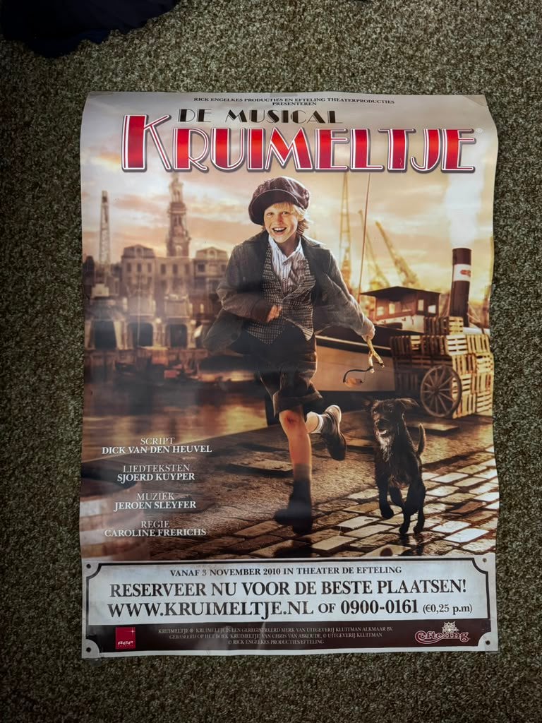 Efteling Kruimeltje De Musical Poster, Ophalen of Verzenden, Gebruikt, Overige typen