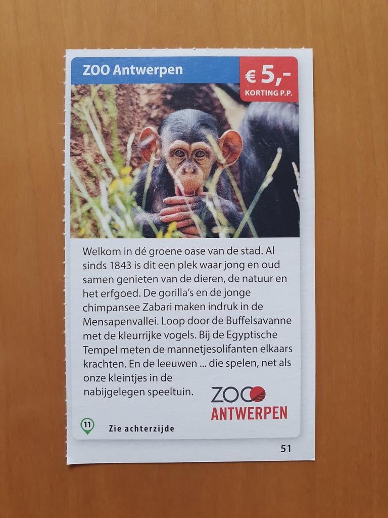 ZOO Antwerpen €5,- korting p.p. maximaal 4 personen, Tickets en Kaartjes, Drie personen of meer, Kortingskaart