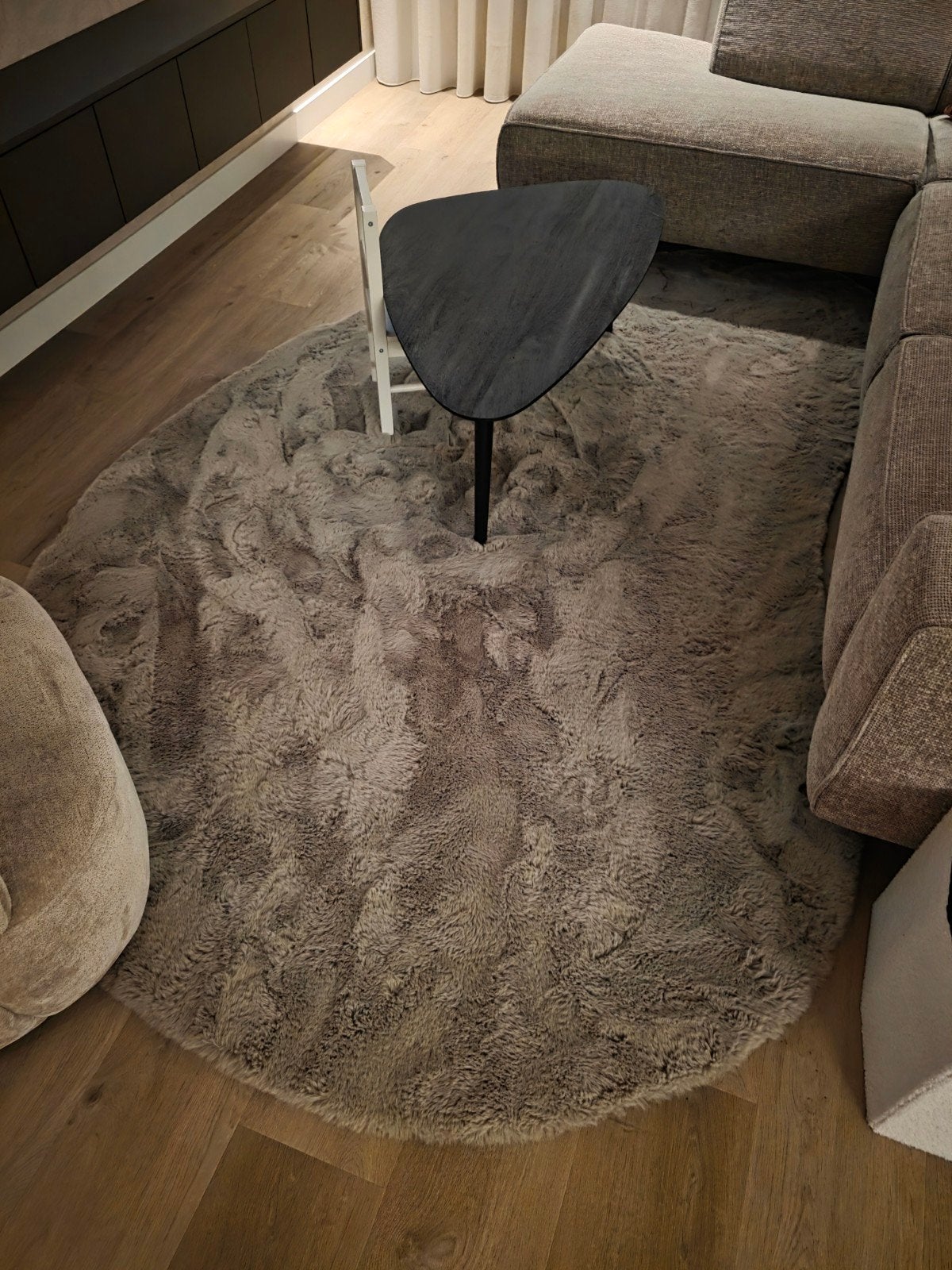 Tapeso Fluffy Vloerkleed Organisch - Comfy Plus Taupe, Huis en Inrichting, Ophalen, Bruin, 200 cm of meer, Zo goed als nieuw