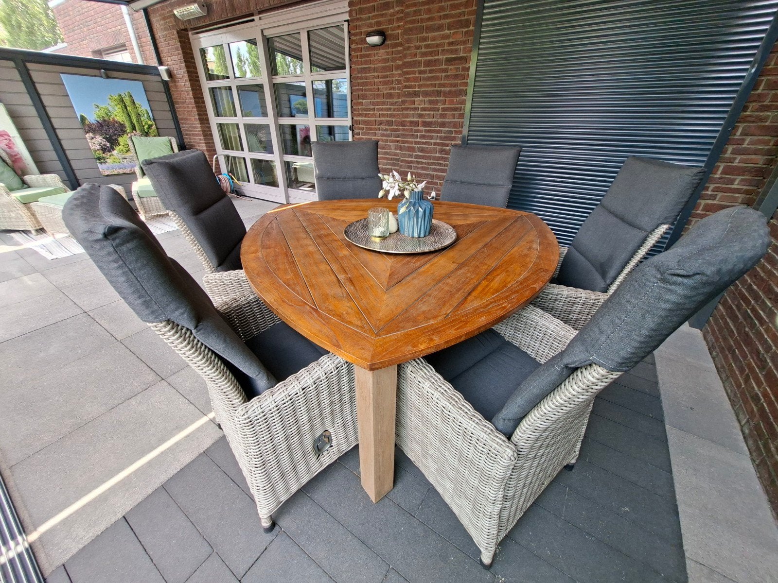 Tuintafel met 6 verstelbare stoelen., Ophalen, Gebruikt, 6 zitplaatsen, Wicker