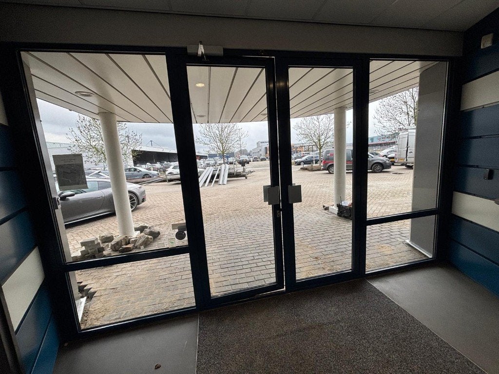 Dubbele deur met zijlichten - dubbel glas, Doe-het-zelf en Verbouw, Kozijnen en Schuifpuien, Ophalen, Gebruikt, Deurkozijn, 225 cm of meer