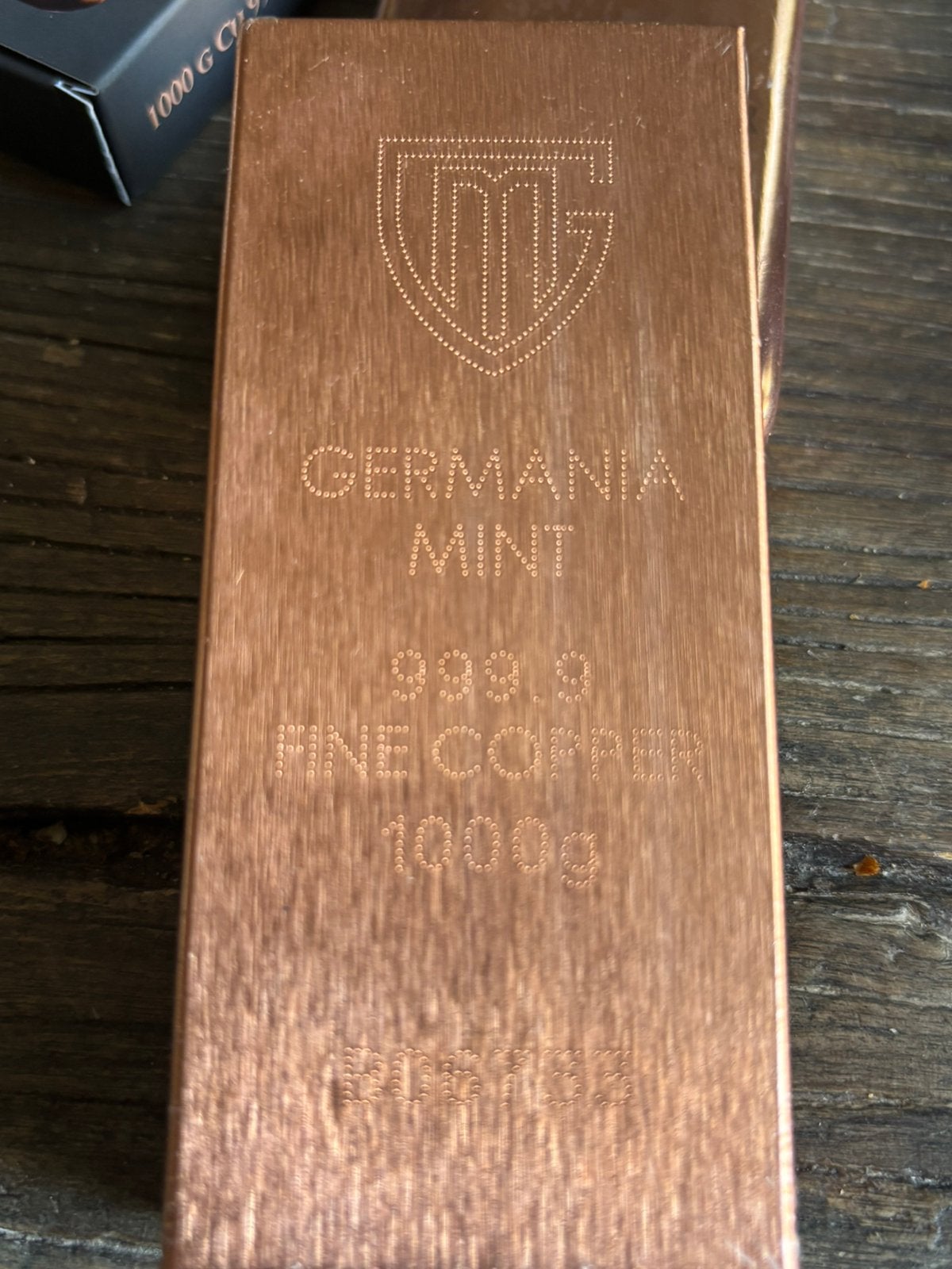 Germania Mint 1 kilo koper baren! .9999 mooi verzamel object, Postzegels en Munten, Edelmetalen en Baren, Ophalen of Verzenden