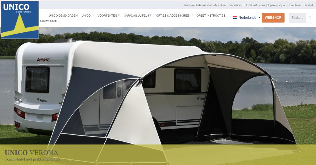 Unico Verona luifel met voorscherm deluxe en schaduwluifel, Ophalen, Zo goed als nieuw, Ten Cate All Season 240g/m2, Overige merken