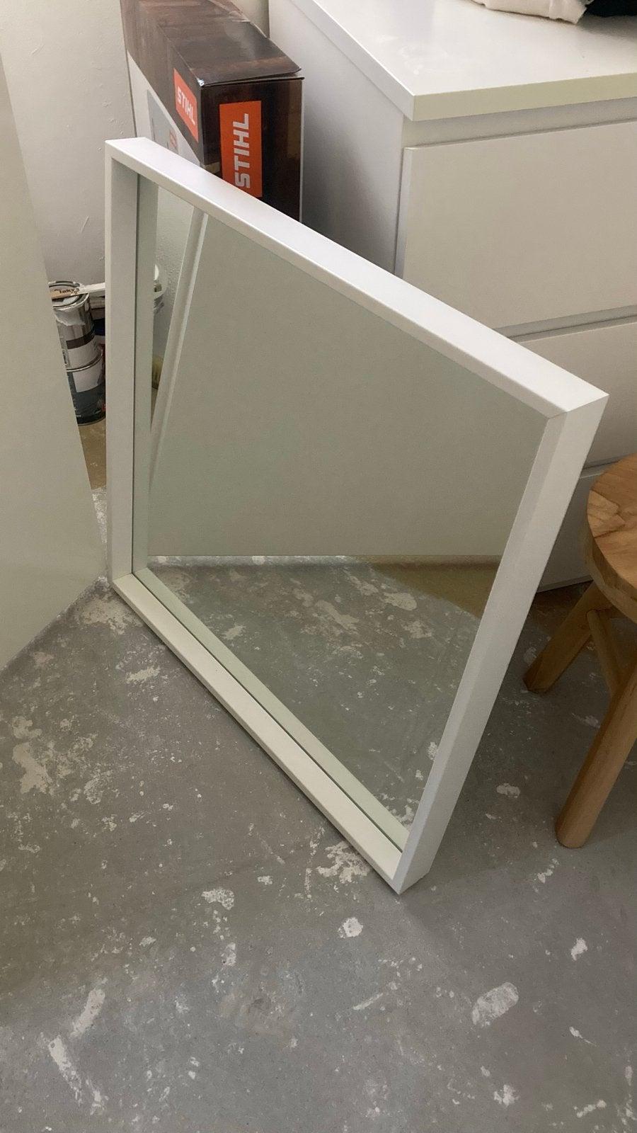 IKEA Vierkante Spiegel met Witte Omlijsting, Ophalen, Minder dan 50 cm, Gebruikt, Vierkant