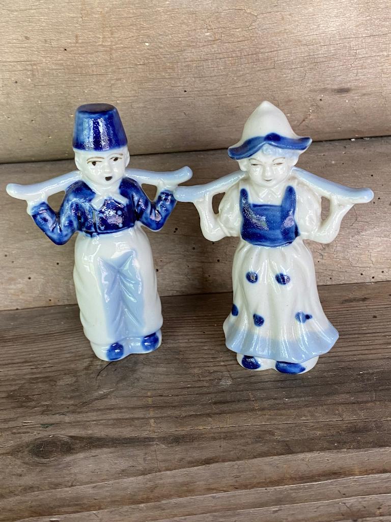 Vintage set Delfts Blauw jongen en meisje, Antiek en Kunst, Antiek | Porselein, Ophalen of Verzenden