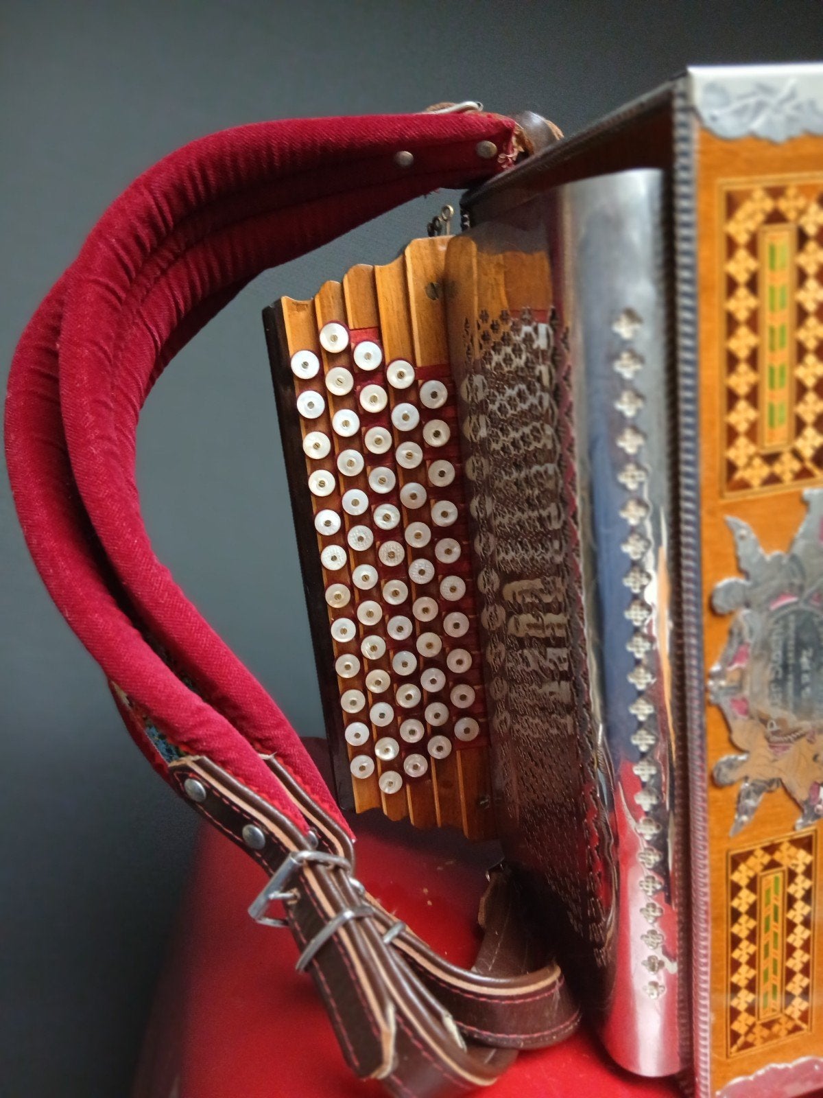 Peter Stachl Gratz accordeon - GCFB Es stemming, Gebruikt, Overige formaten, Met koffer, Knopaccordeon