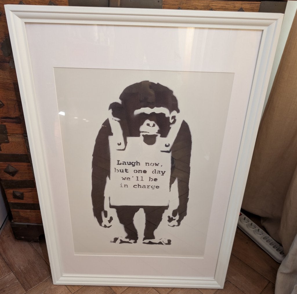Banksy "Laugh Now, but one day we'll be in charge" poster, Ophalen, Rechthoekig Staand, Deurposter of groter, Nieuw