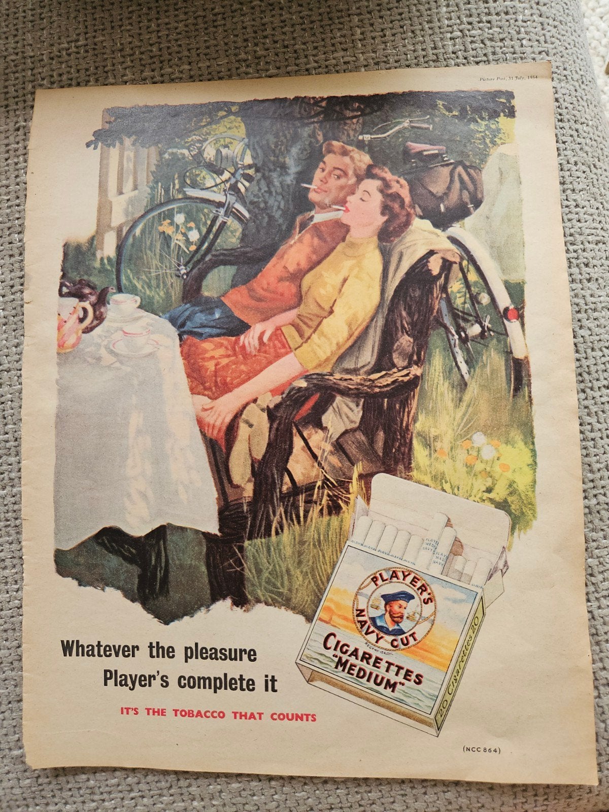 Player's Navy Cut Sigaretten Reclame 1954, Ophalen of Verzenden