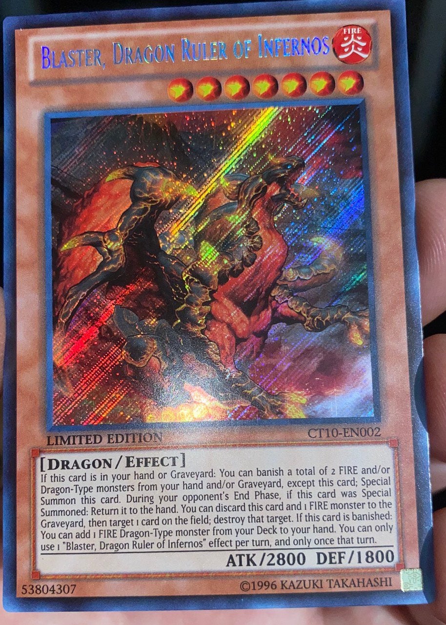 Yu-Gi-Oh! Blaster, Dragon Ruler of Infernos CT10 Promo !, Ophalen of Verzenden, Zo goed als nieuw, Losse kaart, Foil