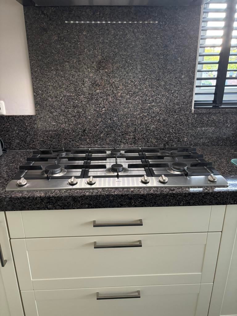 Inbouw gaskookplaat 6 pits rvs, Ophalen of Verzenden, Zo goed als nieuw, Wit, Graniet of Steen