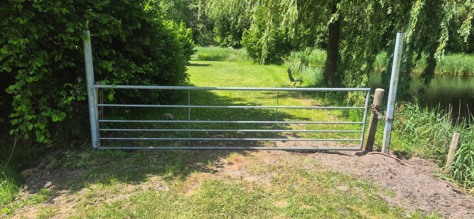 Gegalvaniseerd hek met poort, Tuin en Terras, Tuinhekken en Hekwerk, Gebruikt, Tuinhek, IJzer, Met poort, Ophalen